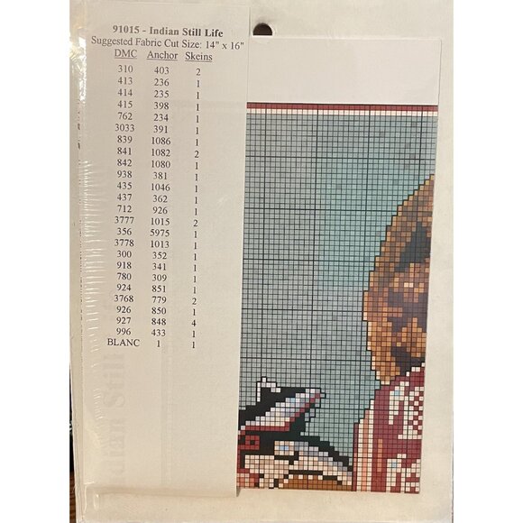 Cross Stitch Candamar Designs Indian Still Life Perfect Color Chart Full Size - Picture 2 of 6